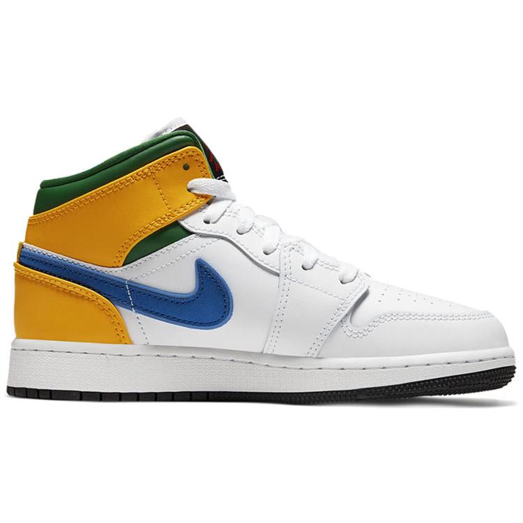 Jordan 1 Mid GS Белый Пурпурный Сине-зеленый 554725-128