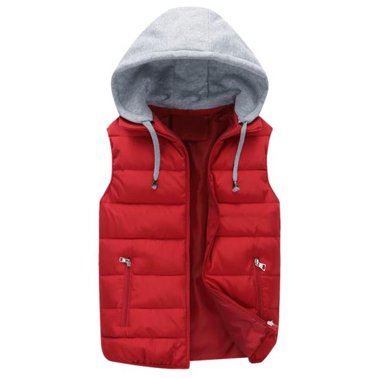 Men Autumn Winter Warm Vest with Hood Zipper Closure Waterproof Cold Prevention Sleeveless Casual Jacket Vest