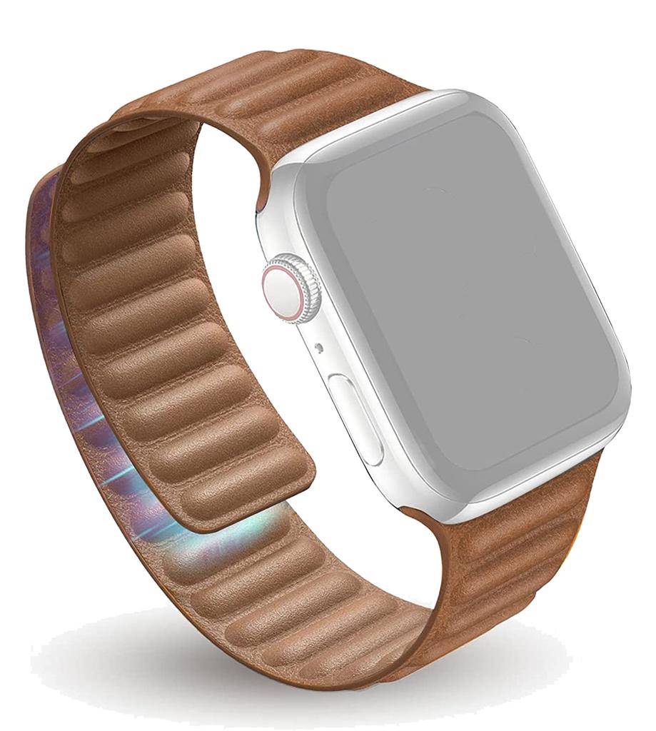 Кожаное звено для браслета iwatch 44 мм, 40 мм, 41 мм, 45 мм, 42 мм, 38 мм, браслет с магнитной петлей, ремешок iWatch series 3, 5, 4 SE, 6, 7