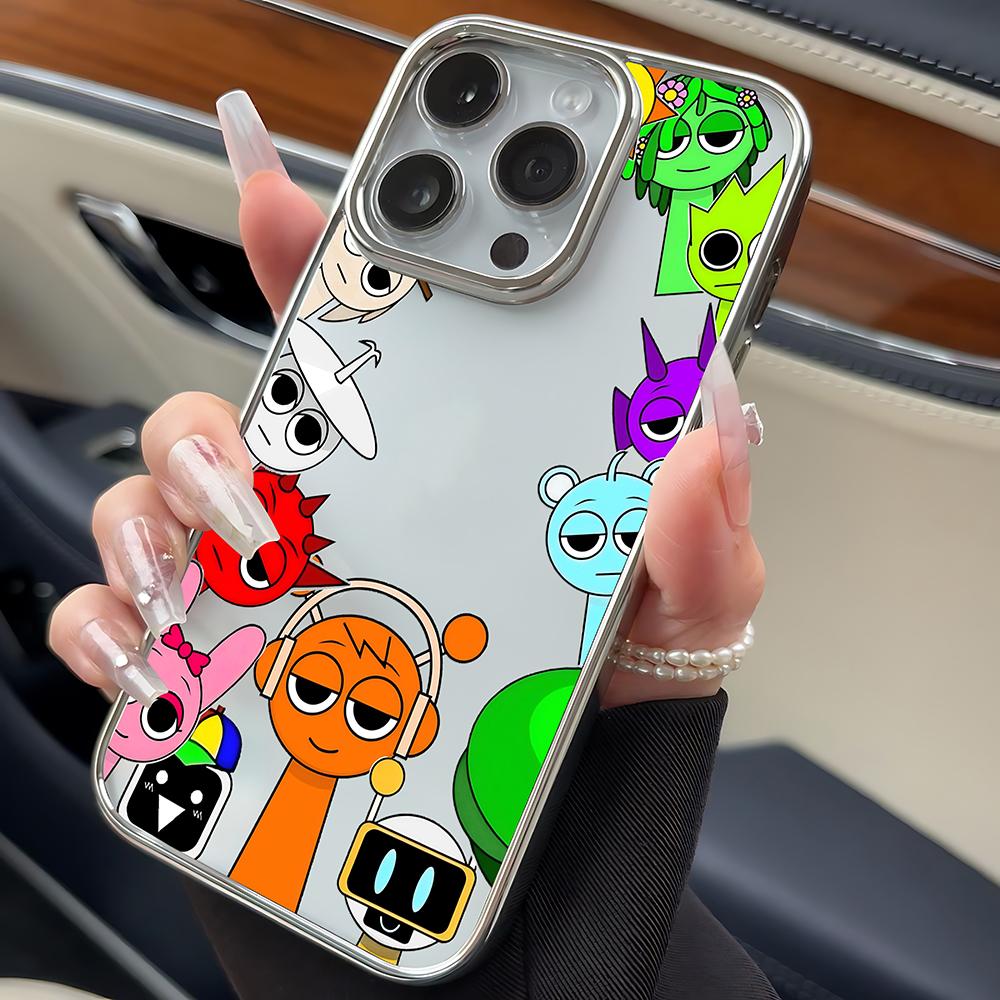 Чехол для телефона Sprunki Game для iPhone 16e 16 15 14 13 12 11 Pro Max X XR XSMAX 8 7 Plus Роскошный прозрачный мягкий задний чехол