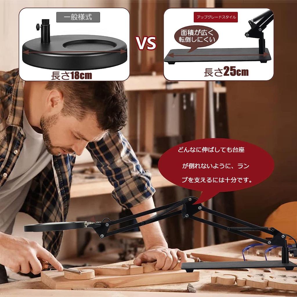 В QaaJaa Настольная лупа с подсветкой Лупа Настольная с подсветкой 10-кратное увеличение Лупа Линза из оптического стекла Складная Регулируемый угол Плавная регулировка яркости 3