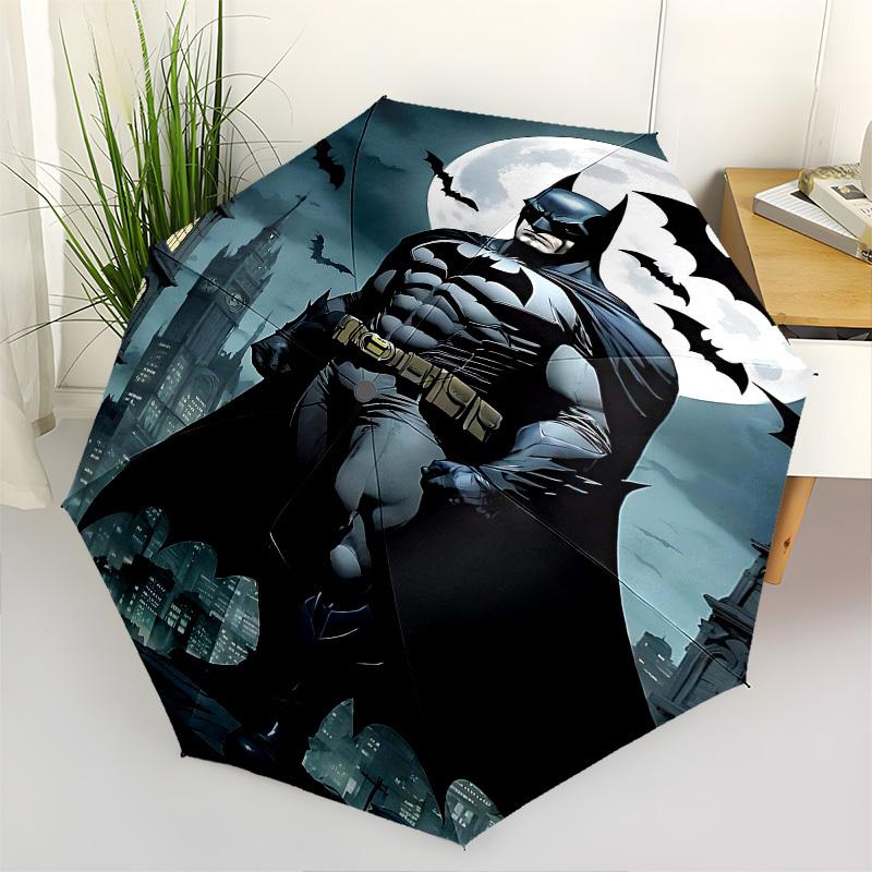 1pc Batman full moon Automatic Folding Umbrella - Compact 8-Rib Design, Durable Plastic & Iron1159L