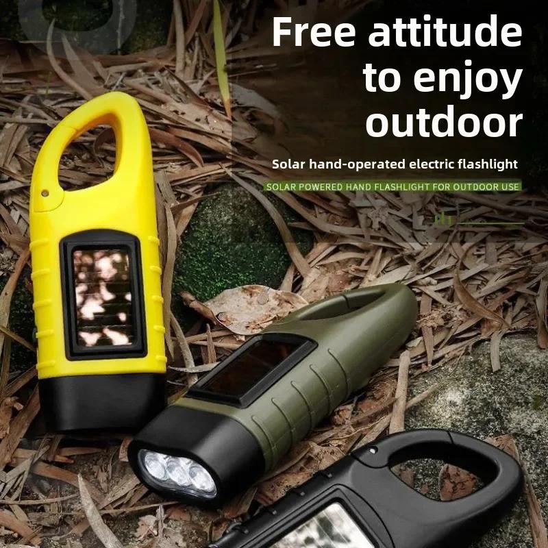 Solar Hand Cranked Flashlight Multifunctional Camping Power Supply Emergency LED Emergency Light Outdoor Lighting