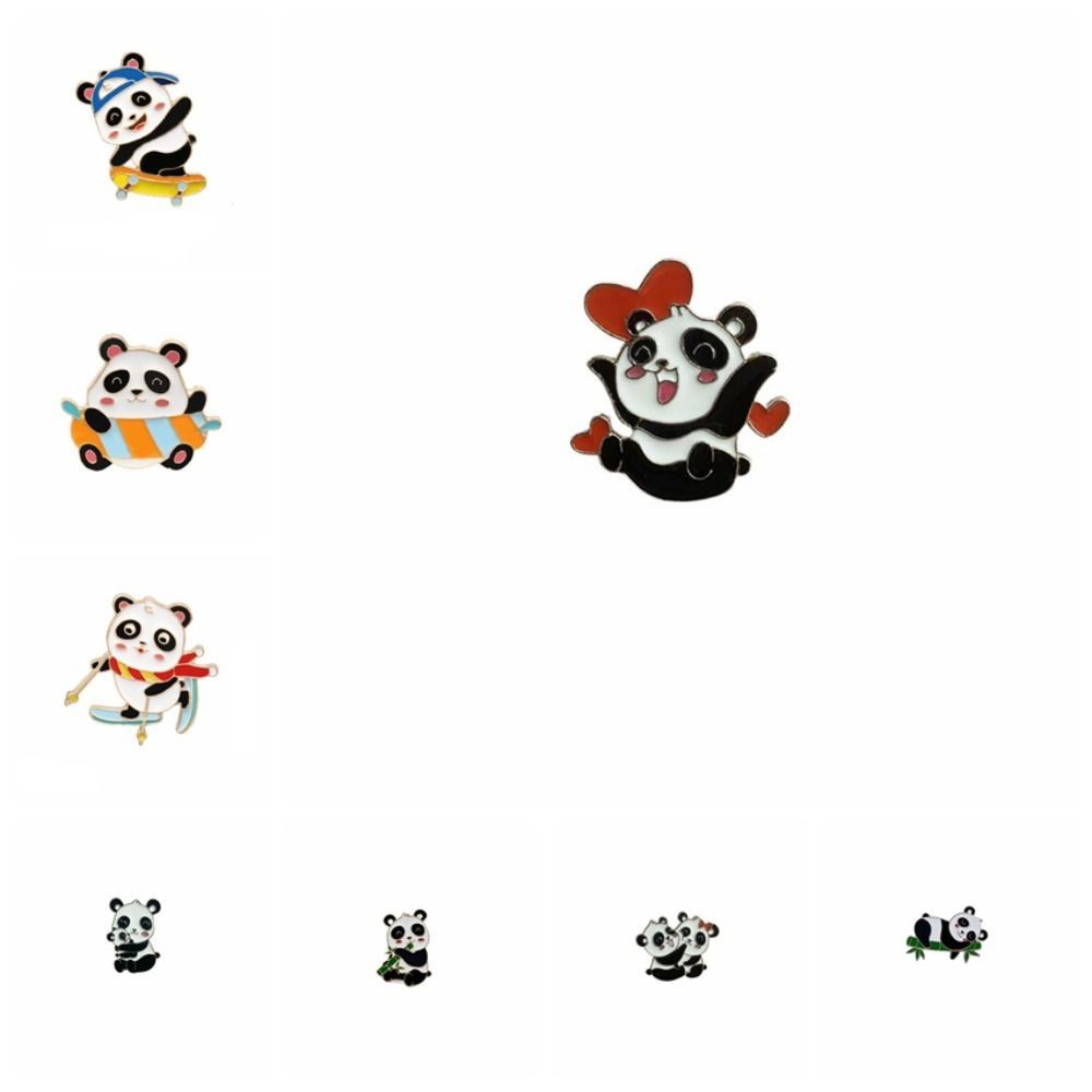 Enamel Giant Panda Zinc Zinc Alloy Brooch Oil Dripping  Cute   Kids