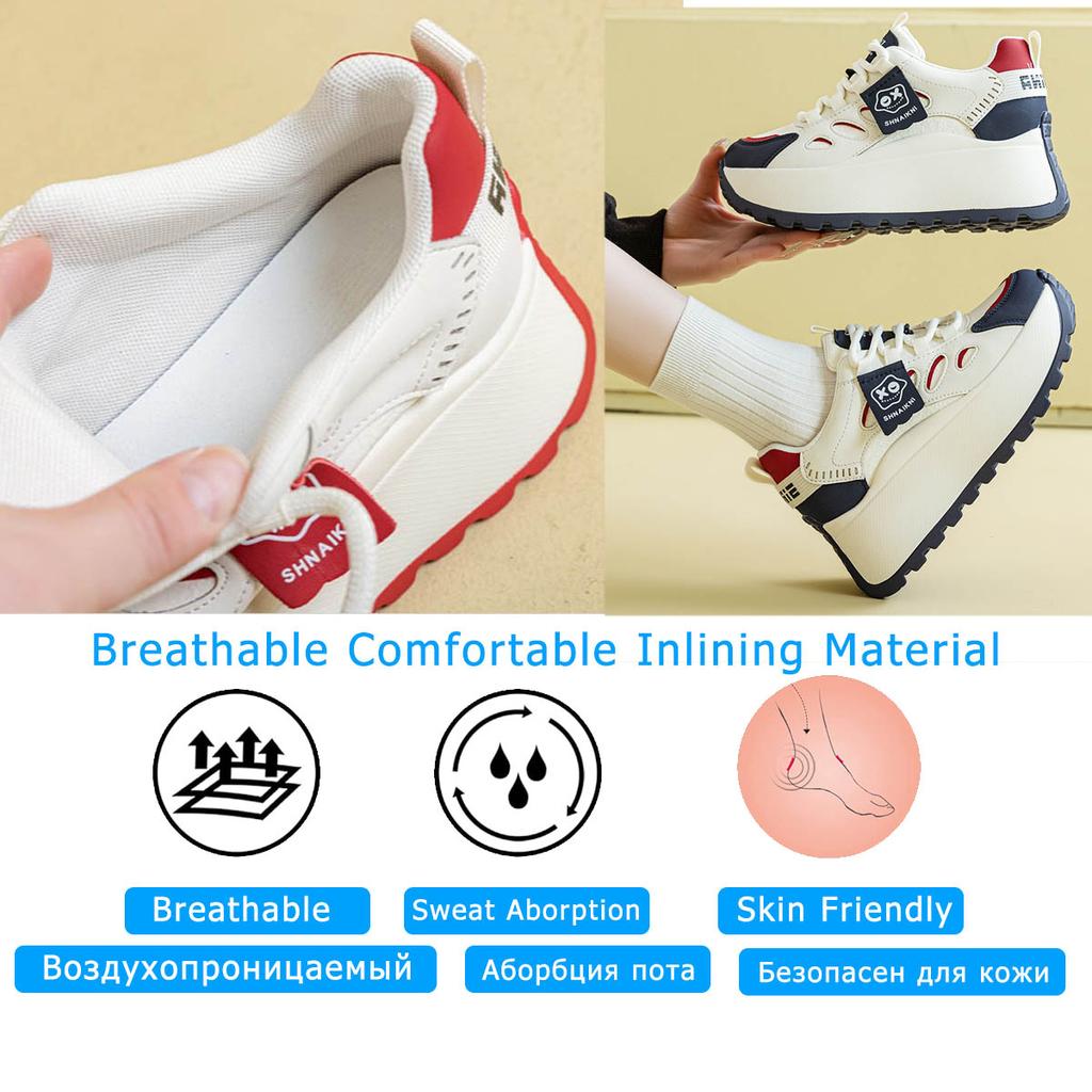 Кроссовки Fujin на танкетке 7,5 см из натуральной кожи для скейтбординга Pring Autumn из вулканизированной кожи на толстой подошве, ботинки-блоки