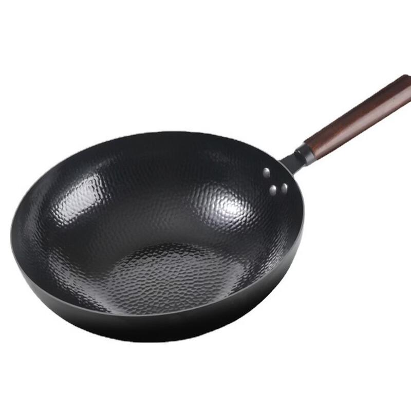 ZISIZ 30cm Hand-Forged Refined Iron Hammered Wok
