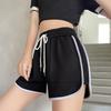 Women Summer Jogging Sports Solid Color Drawstring High-Waisted Wide-Leg Casual Shorts Pants