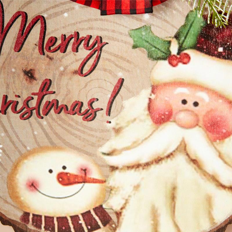 Рождественский круглый деревянный подвесной знак, кулон с бантом, приветственный дверной знак для дома, передняя дверь фермерского дома