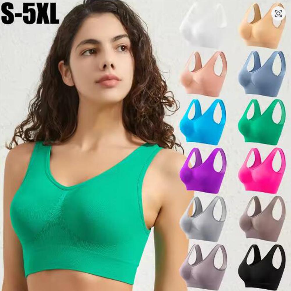 New Women's S-5XL Seamless Bra Push-Up Sports Bra Non-wire Crop Tops Solid Color Sexy Lingerie No Pads Breathable Female Brassiere