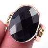 Natural Black Onex Gemstone Handmade 925 Sterling Silver Two Tone Ring S.8 I6u96