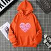 Yurak shaklidagi bosma grafik kaputlar Yoqimli liboslar Moda bo'sh pullover Sweatshirt Kundalik qizlar uchun qalpoqli toplar