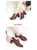 Burgundy Chunky Heel Soft Leather Shoes for Women - Spring & Autumn 2022, Comfortable for Middle-Aged & Elderly