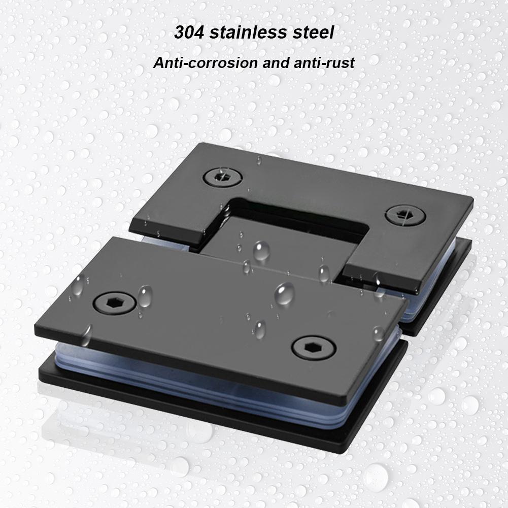 180 Degrees Door Cabinet Clip 304 Stainless Steel Showcase Clip Shower Door Hinge for Balustrade/Staircase/Handrail/Glass Holder