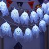 Хэллоуинские гирлянды с черепами, работающие от батареек, Хэллоуинские огни, Многоцветная светодиодная гирлянда в виде черепов и голов привидений для Хэллоуинских вечеринок