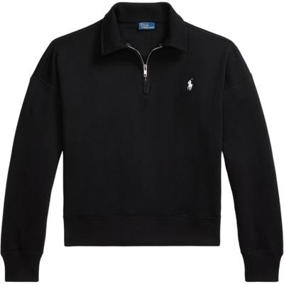 Polo Легкий флисовый свитшот с длинным рукавом на молнии до четверти Женский свитшот Черный 211971696-004