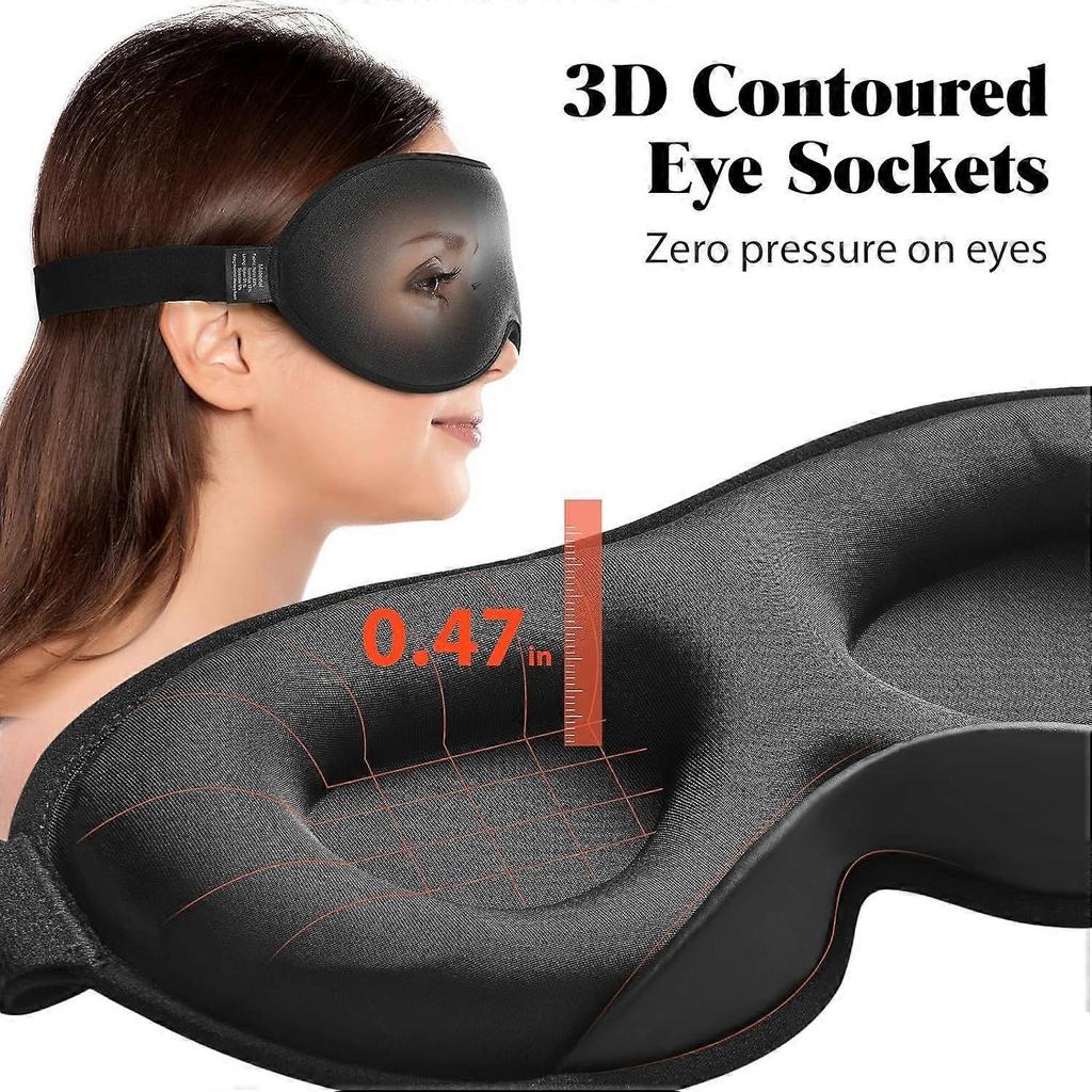Weighted Sleeping Eye Mask, Blackout 3D Contour Sleeping Eye Mask with Adjustable Straps, Unisex, Memory Foam, Gentle Pressure Relief Comfort Ey