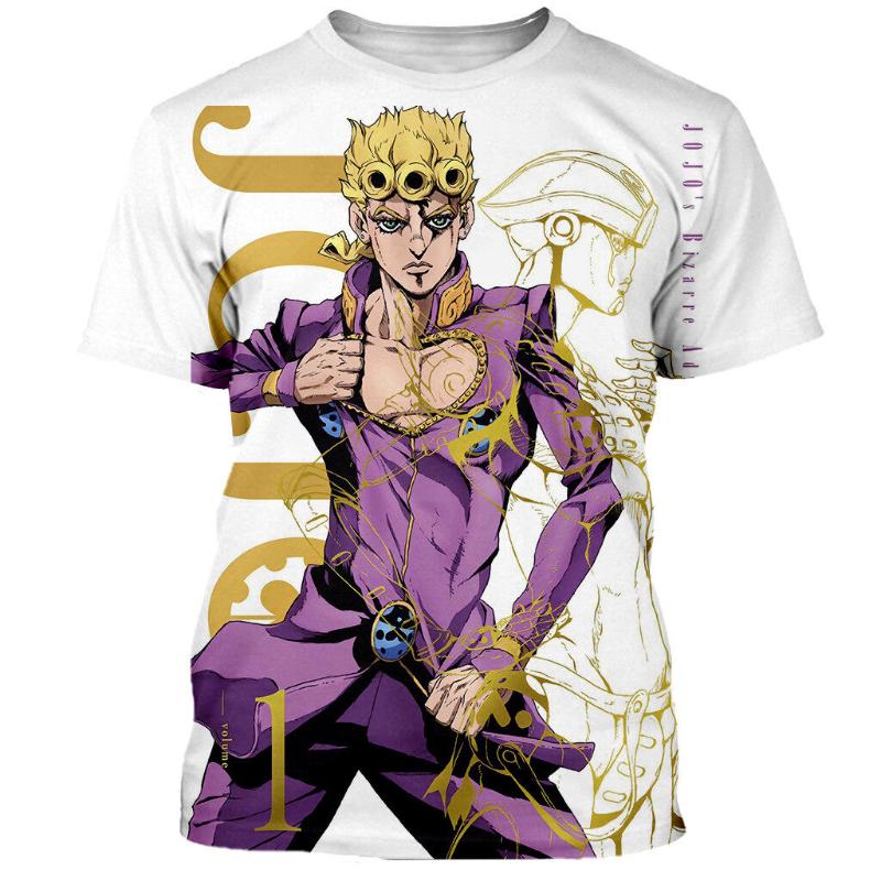 JoJo's Bizarre Adventure Anime T-Shirts Men Women Cartoon 3D Print T Shirt Fashion Harajuku Kids Round Neck Tees Tops Clothing