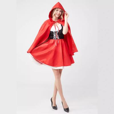 Костюмы Маленькой Красной Шапочки на Хэллоуин для женщин Косплей Маленькая Красная Шапочка Фэнтези Игровые Униформы Нарядное Платье Наряд Драматические Костюмы