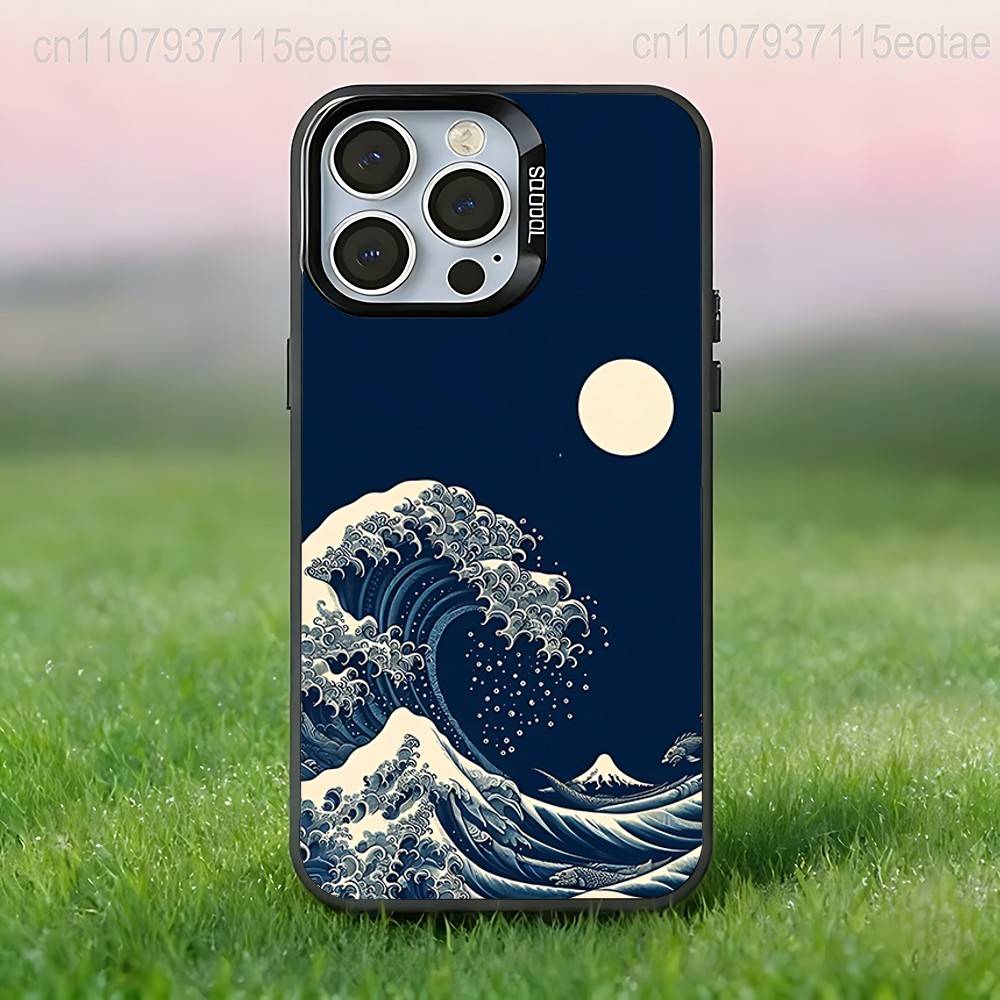Большая волна у Канагавы Чехол для телефона для iPhone 17,16,15,14,13,12,11,Pro,Max,Plus,E,Air,Mini Черный IMD Чехол