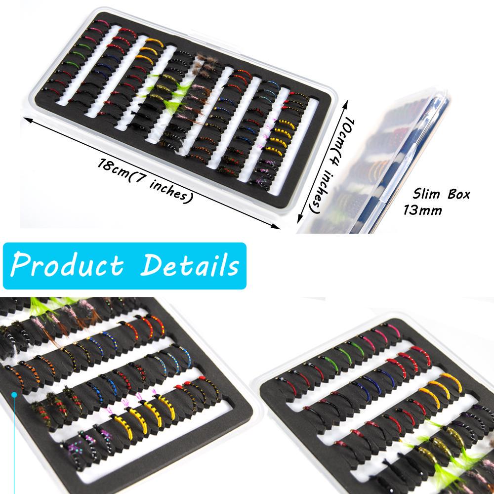 76 шт., Нимфа, Скад, Мидж, нахлыстовая рыбалка, тонкая коробка для ловли форели, путассу, приманки, приманки, рыболовные снасти