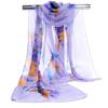 Sun Protection Shawl Silk Flower Print Wrap Hijab Fashion Long Chiffon Scarf  Women