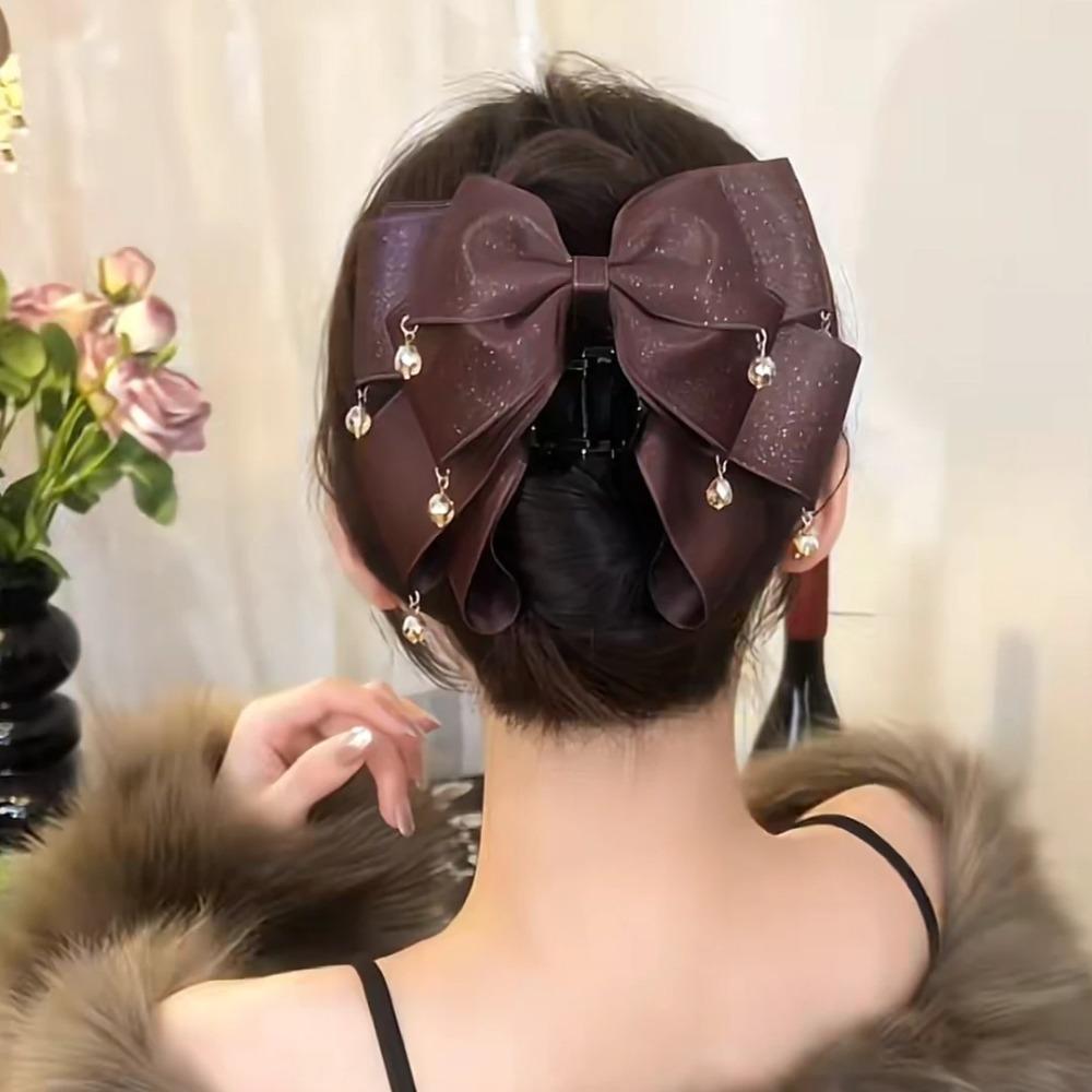 Sparkling Diamond Hair Clip Butterfly Knot Bow Clip Elegant Shark Clip For Girls Women