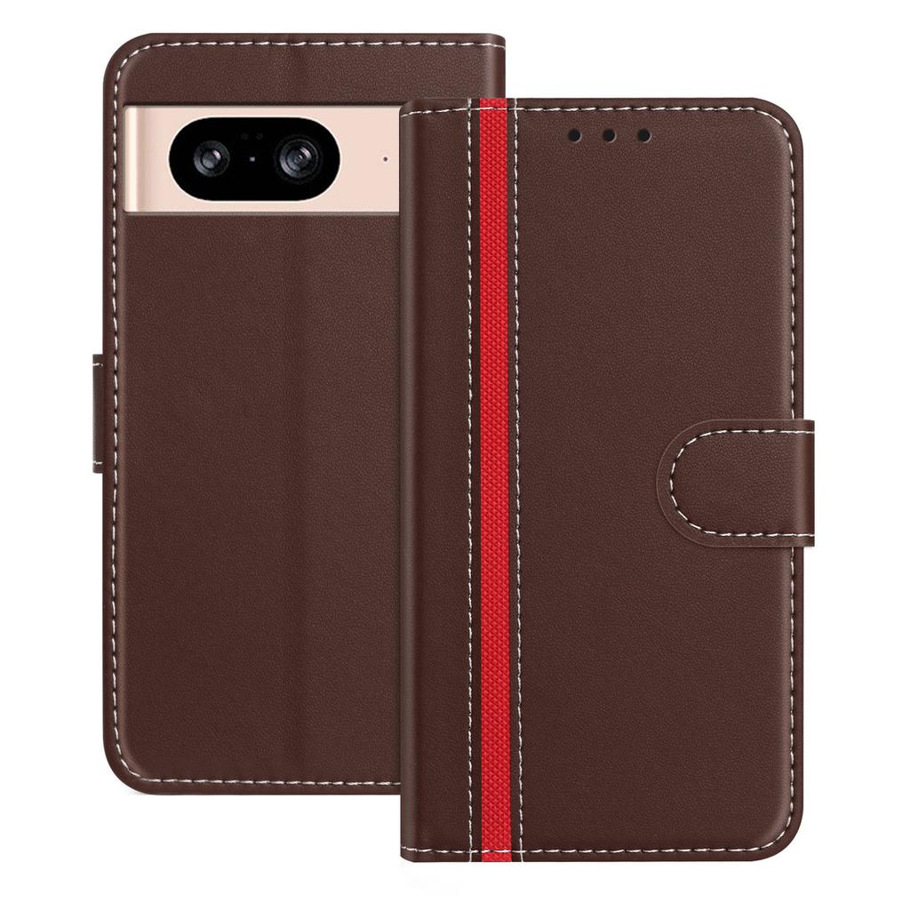 For Google Pixel 8 Phone Cases Wallet Stand Color Splicing Leather Cover with Magnetic Clasp