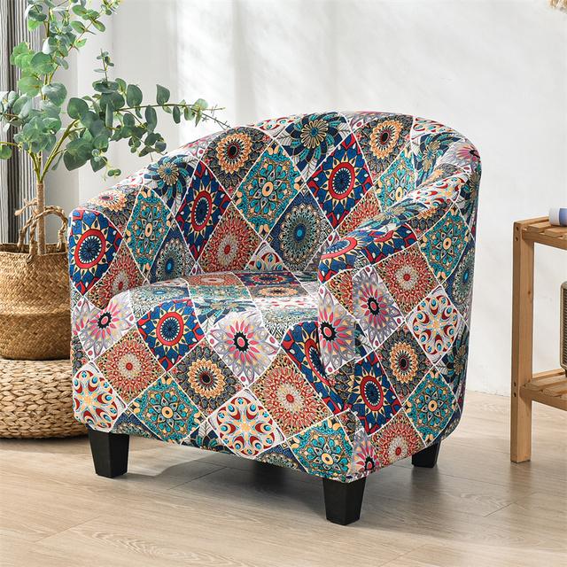 Чехол на кресло для ванны с цветочным рисунком, чехол для одноместного дивана из спандекса, Чехлы для дивана в богемном стиле, эластичные чехлы для отеля, гостиной