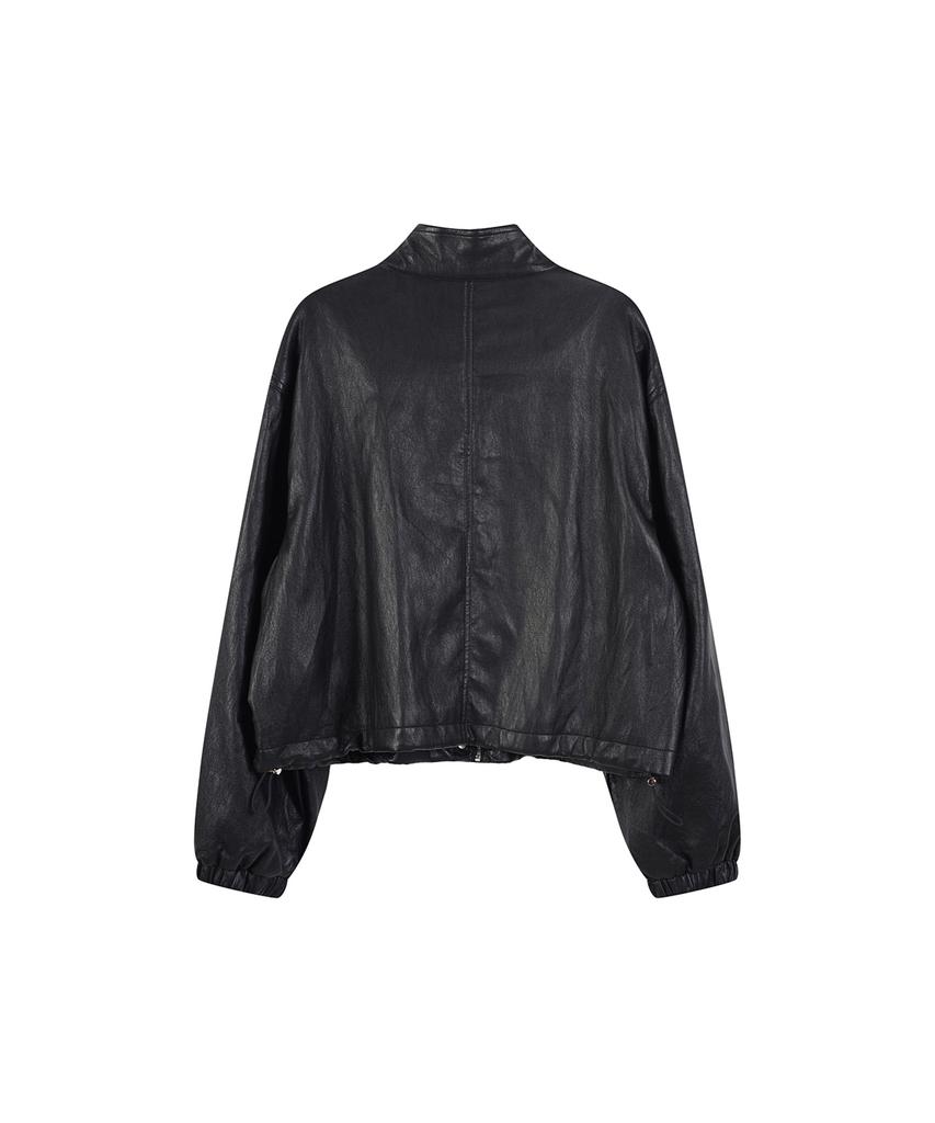LAFELSORTOF Faux Leather Zip-Up Jacket