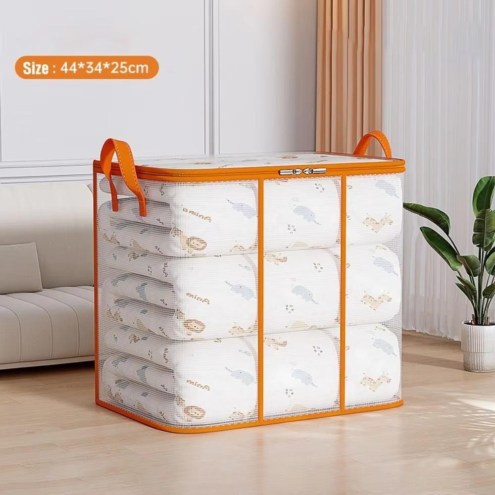 Dust-proof Folding Storage Baskets Transparent Clothes Storage Bins for Cupboard