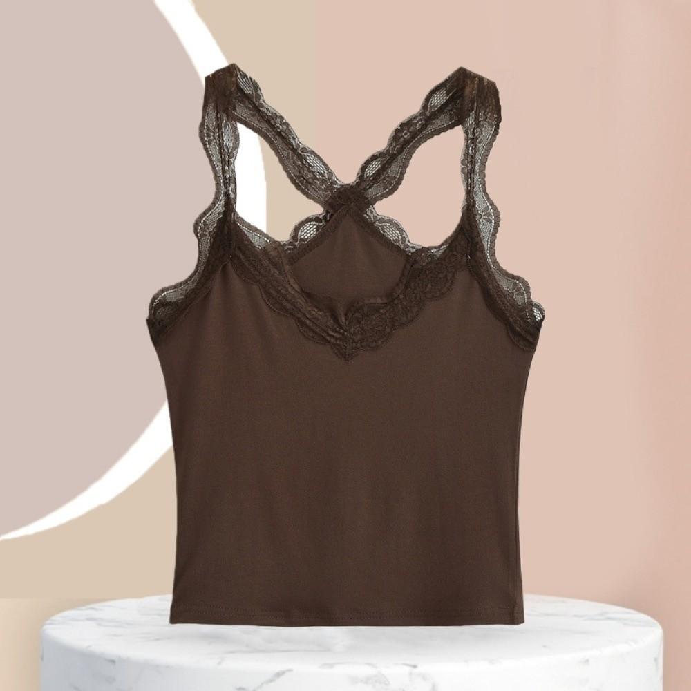 Hollow Lace Corset Slim Fit Suspender Vest Spicy Girl Style Ruffled Lace Camisole Travel