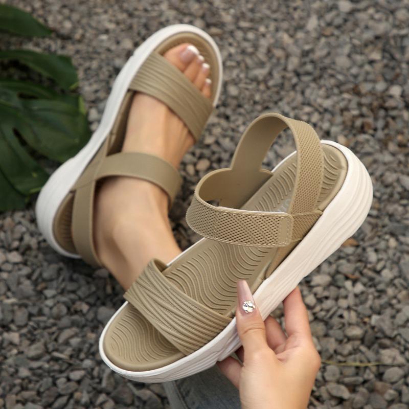Модные женские тканевые сандалии на танкетке, слипоны, легкие сандалии для ходьбы, женская удобная летняя обувь, женщина 2025