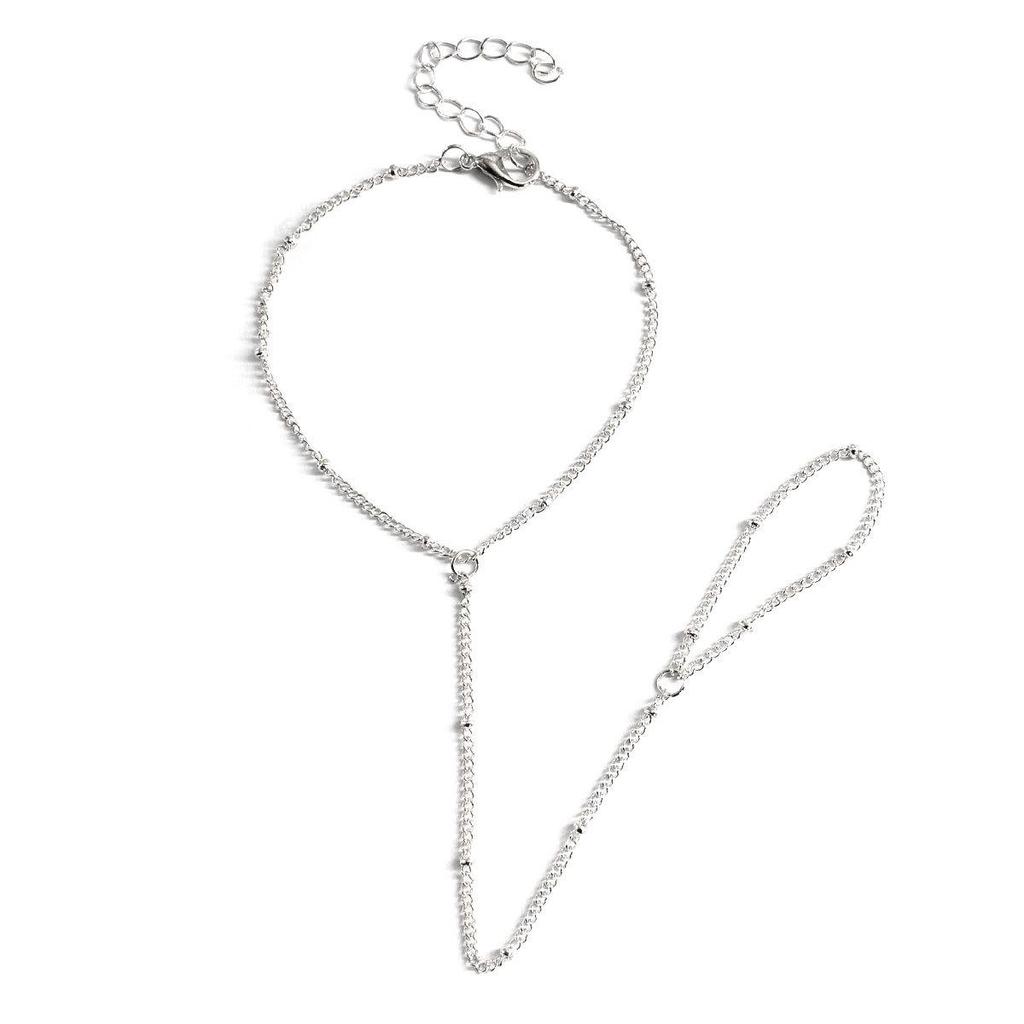 European & American Ladies' Beaded Finger Chain Bracelet - Exquisite Spring Fashion Accessory