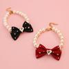 Faux Pearl Pet Collar Necklace with Bow for Dogs Cats Fancy Cat Wedding Collar Jewelry for Girl Cats Dogs Accessories