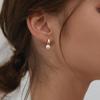 S925 Silver Simple Celebrity Style Gold Pearl Drop Earrings For Woman Korean Fashion Jewelry Wedding Girl's Sweet Accessories