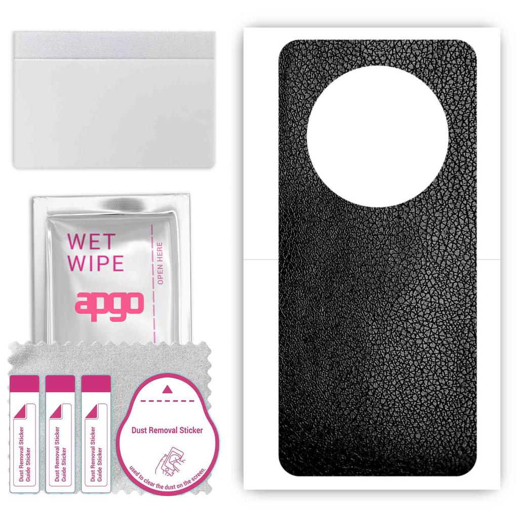 apgo Protective Skin Sticker for the Back Compatible with Honor Magic4, Wrap Film, Foil, Vinyl - Pattern Black Leather