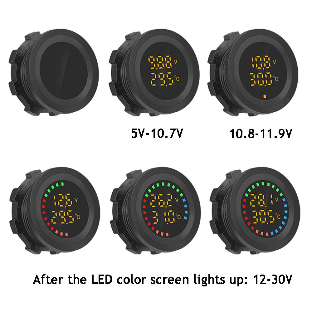 12 В-24 В автомобильный цифровой вольтметр постоянного тока от 5 В до 30 В тестер напряжения светодиодный цветной экран измеритель температуры и напряжения для автомобиля мотоцикла лодки