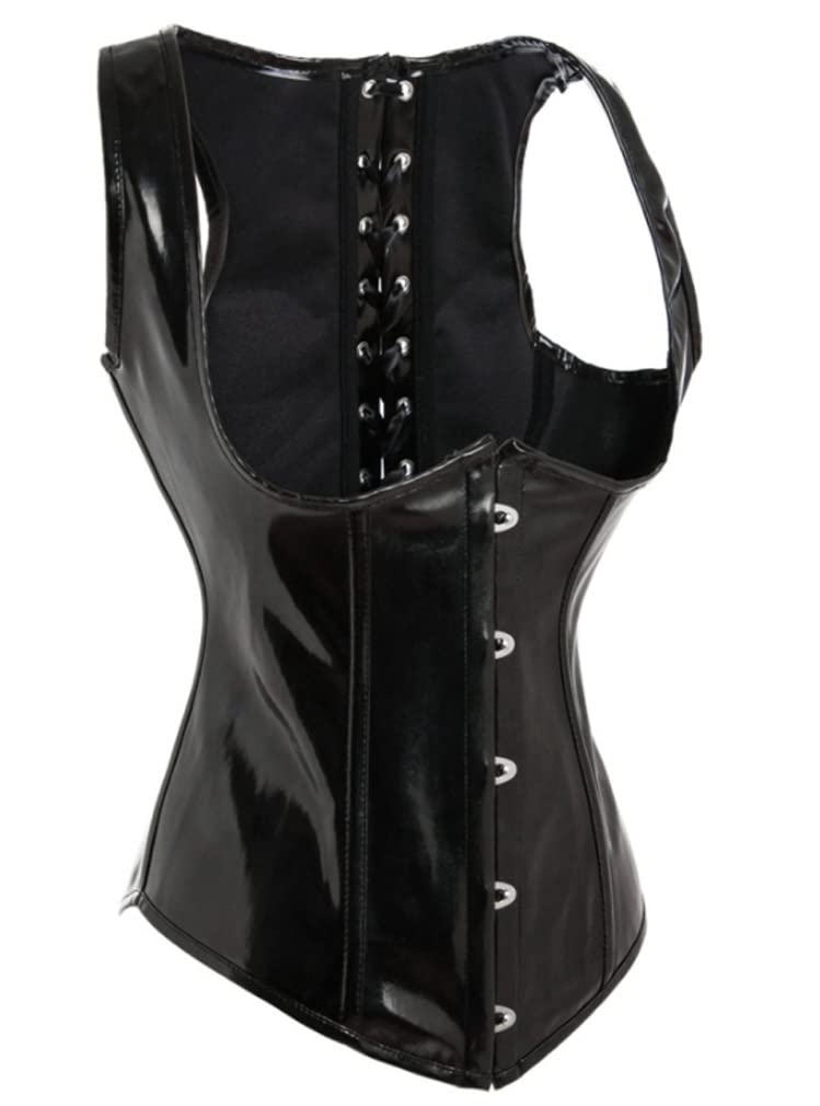 DOKiDOKi Эмалевый корсет с открытой грудью (черный) Топ на шнуровке Косплей-костюм для СМ, Доминатрикс, Бондажа, Панка, Рока и Сексуальный