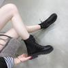 Модные классические повседневные женские туфли 2024 новая весна и осень британский стиль мотоциклетные ботинки на толстой подошве удобные ретро короткие ботинки