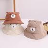Cartoon Bear Kids Panama Basin Cap Cute Childern Dome Fisherman Hats Solid Cotton Bucket Hat Baby Boy Girl Wide Brim Sun Visros