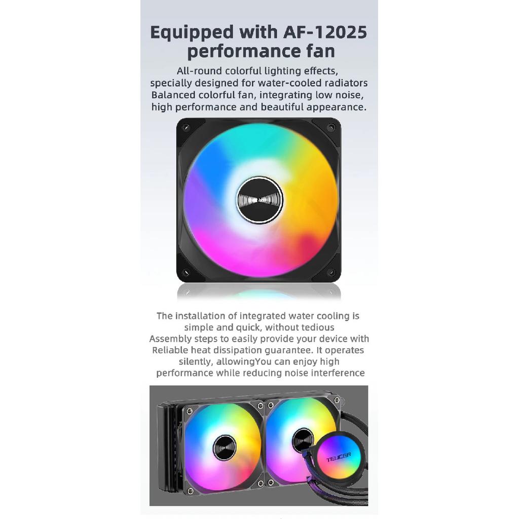 TEUCER AF-120 Water Cooler 12cm RGB Fan Processor Heatsink 120mm PC Water Cooling Radiator For intel 2011/1700/155X AMD AM4 AM5