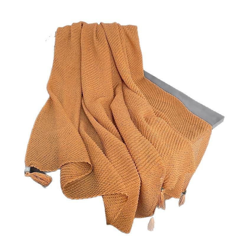 New Spring and Autumn Style Hanging Solid Color Scarf for Women's Literary Retro Versatile Shawl Thin Decorative Scarf Neck Fen