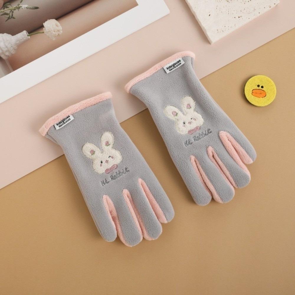 Plush Ski Gloves Polar Fleece Full Finger Gloves New Windproof Coldproof Gloves Autumn and Winter