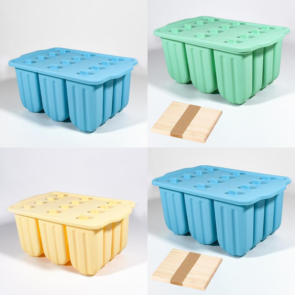 Silicone Ice Pop Molds 12 Cavity With Lid For Homemade Frozen Treats