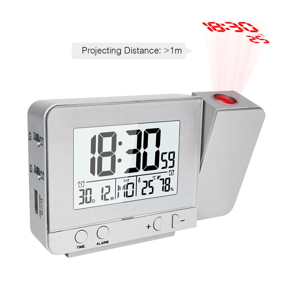 Проекционный будильник для спальни с термометром, гигрометром, цифровые потолочные часы для проекта