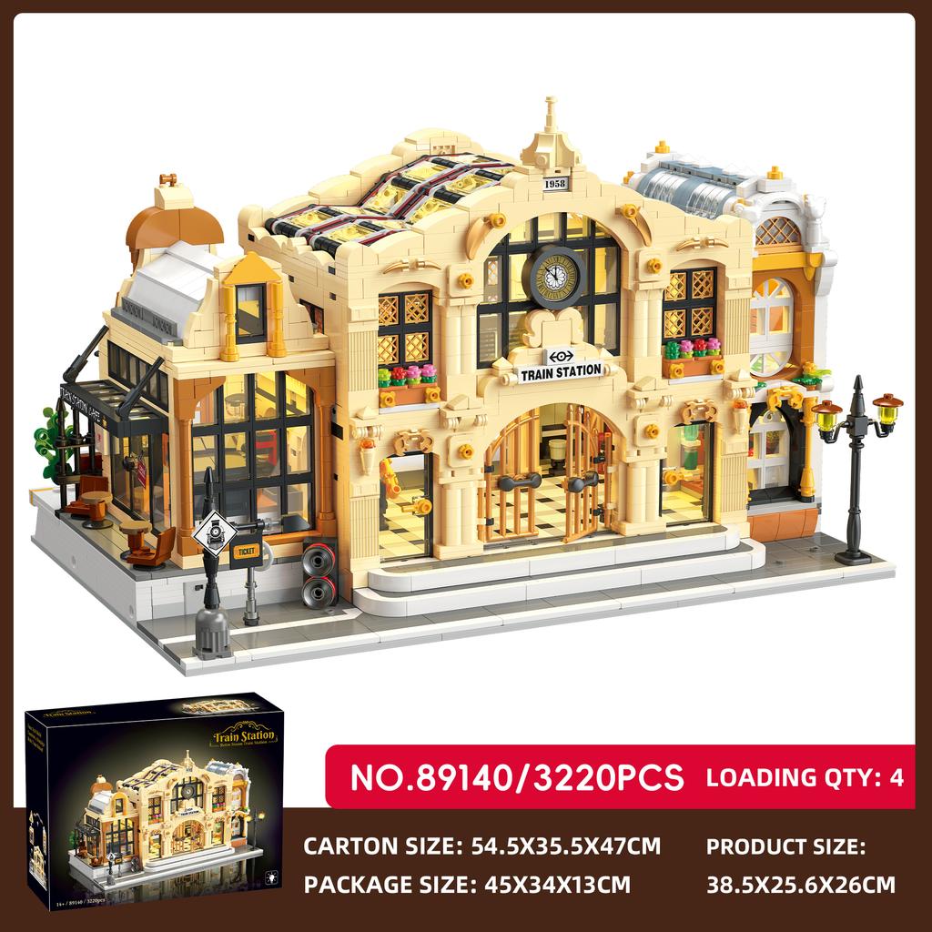 City Large-Scale Building Street Scene Series With Lights Building Blocks Set, Desktop Ornament, Toy Decoration, Birthday Gift