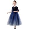 Long Junior Formal Flower Girl Suitable for Piano and Graduations Kids' Dress, Dress, 3/4 Sleeves, Dress, Recitals, Parties, Weddings,