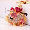Charming Diamond-Studded Zodiac Flying Pig Keychain - Adorable Animal Gift