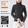 Women's Light Luxury Wool Turtleneck: Autumn/Winter Slimming Color Block Long Sleeve Top