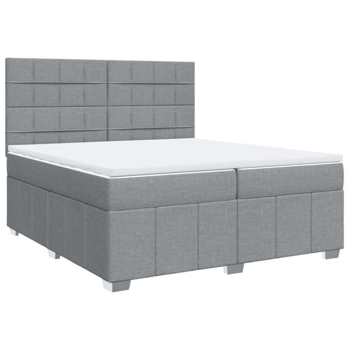 Maison Exclusive - Sommier à lattes de lit avec matelas Gris clair 200x200cm Tissu